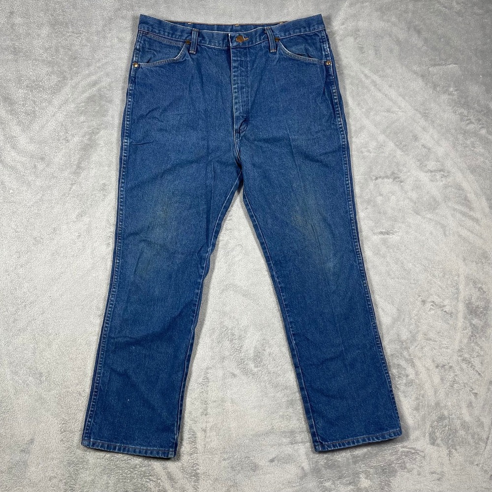 Vintage Wrangler Jeans Mens 38(34)x30(29) Blue Cowboy Cut USA Denim Straight Leg